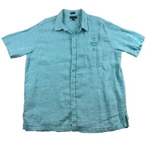 Weekender Luau‎ Edition Men's 100% Linen Shirt 2XL Islander Resort Turquoise